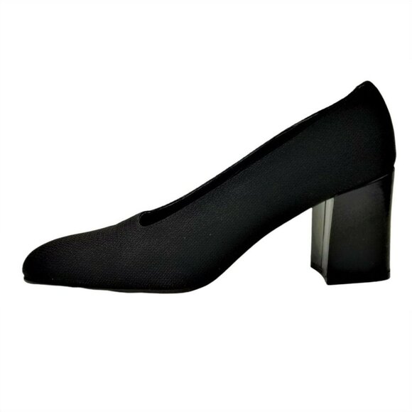 Via Spiga Women's Black Italian Square Toe Slip On Pump Block Heels Size 9 AA - Picture 4 of 11